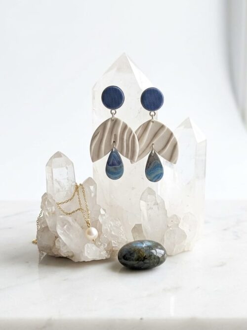 Polymer clay and stainless steel dangle earrings