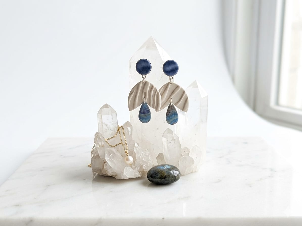 Polymer clay and stainless steel dangle earrings